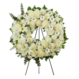 Circle of Peace White Sympathy Wreath