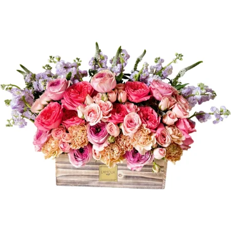 Cottage Romance – Garden Rose Crate Arrangement