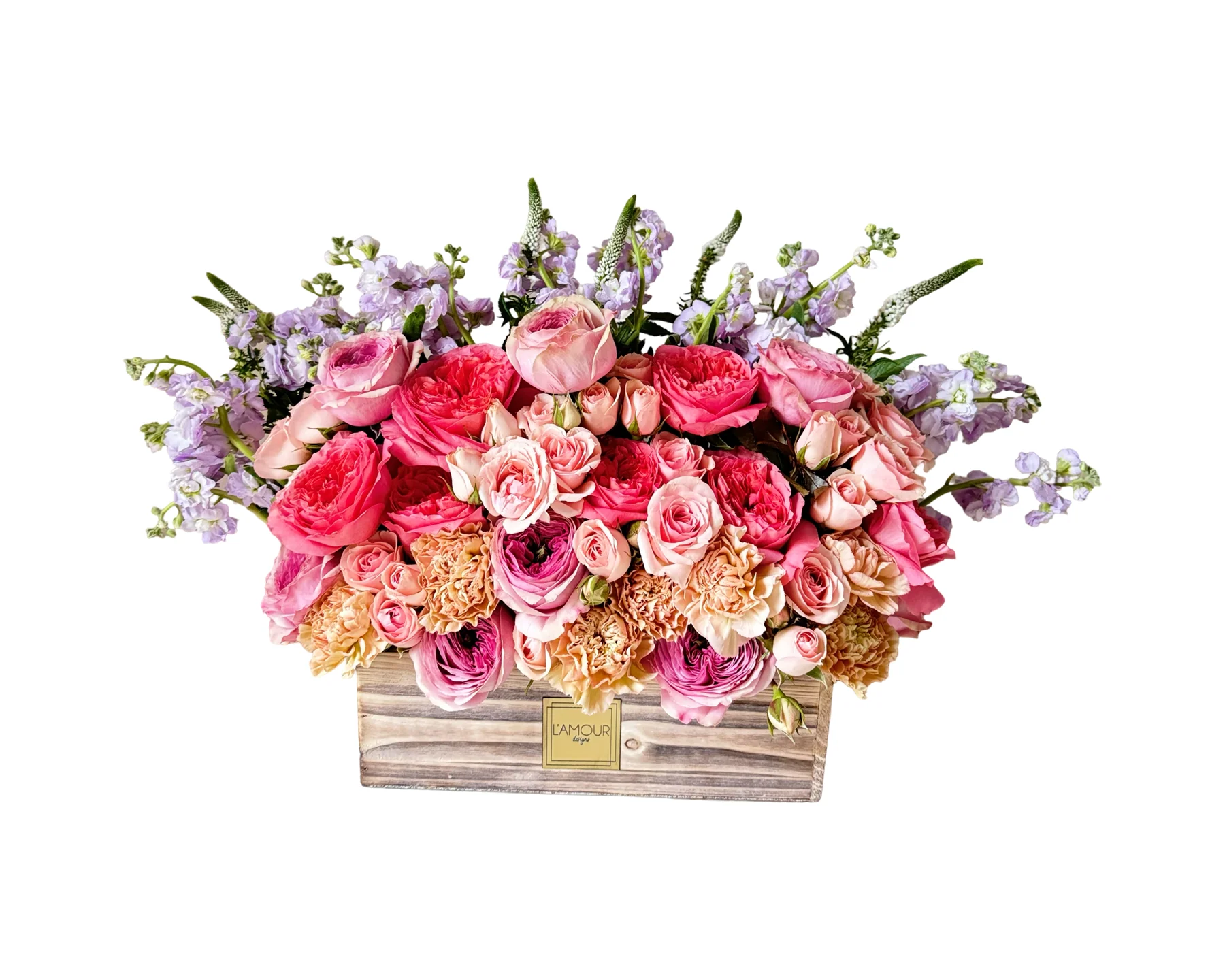 Cottage Romance – Garden Rose Crate Arrangement