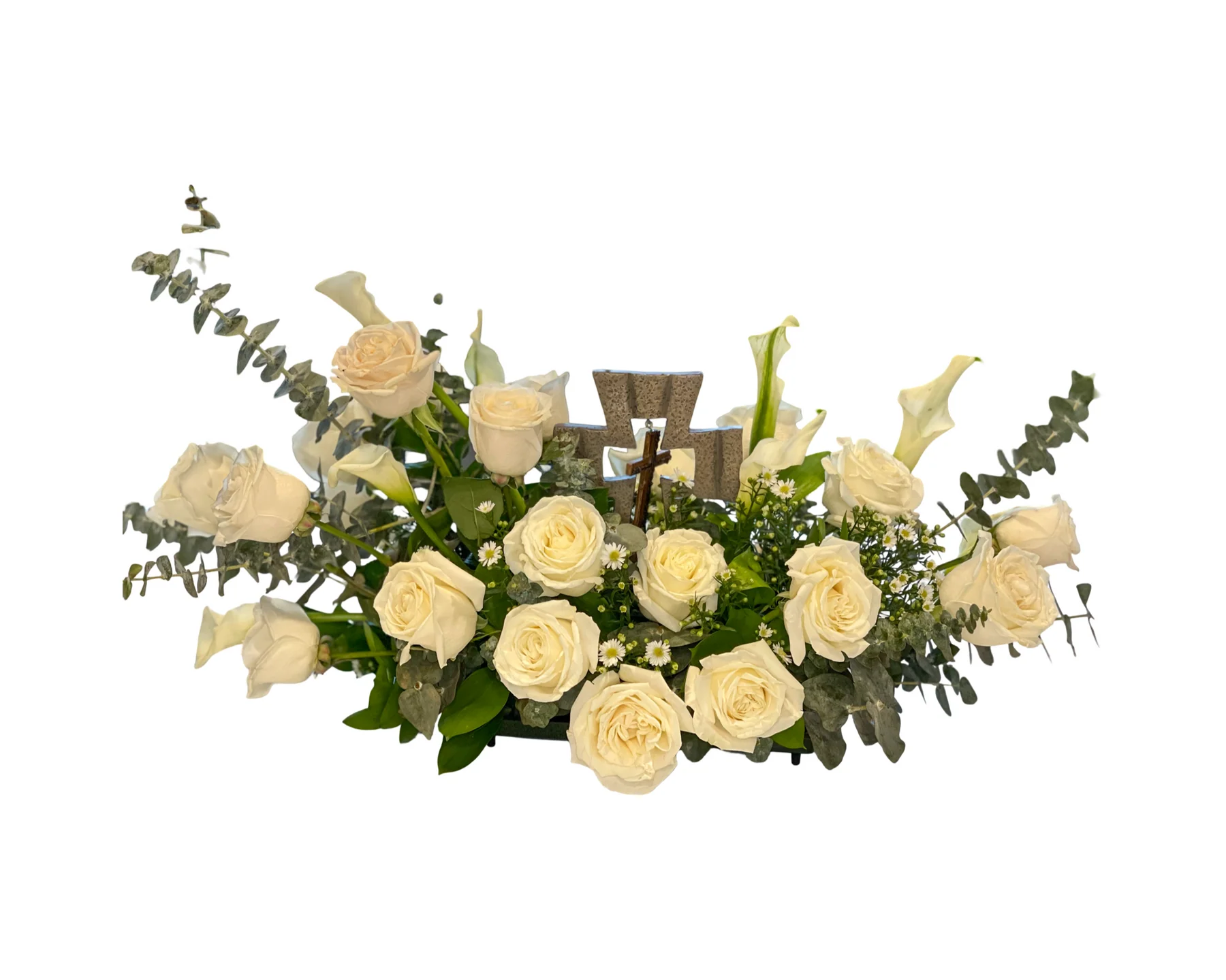 Eternal Light Cross Rose Arrangement