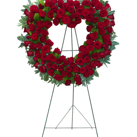 Heartfelt Red Rose Standing Heart Wreath