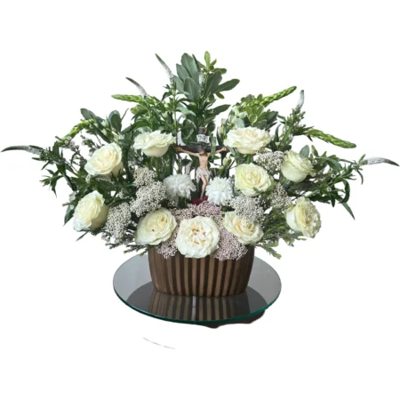 Heavenly Redemption Floral Arrangement – White Sympathy & Religious Flowers
