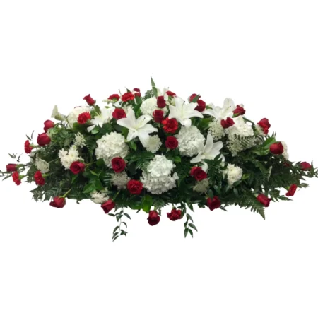Hearts & Honor Red and White Casket Spray
