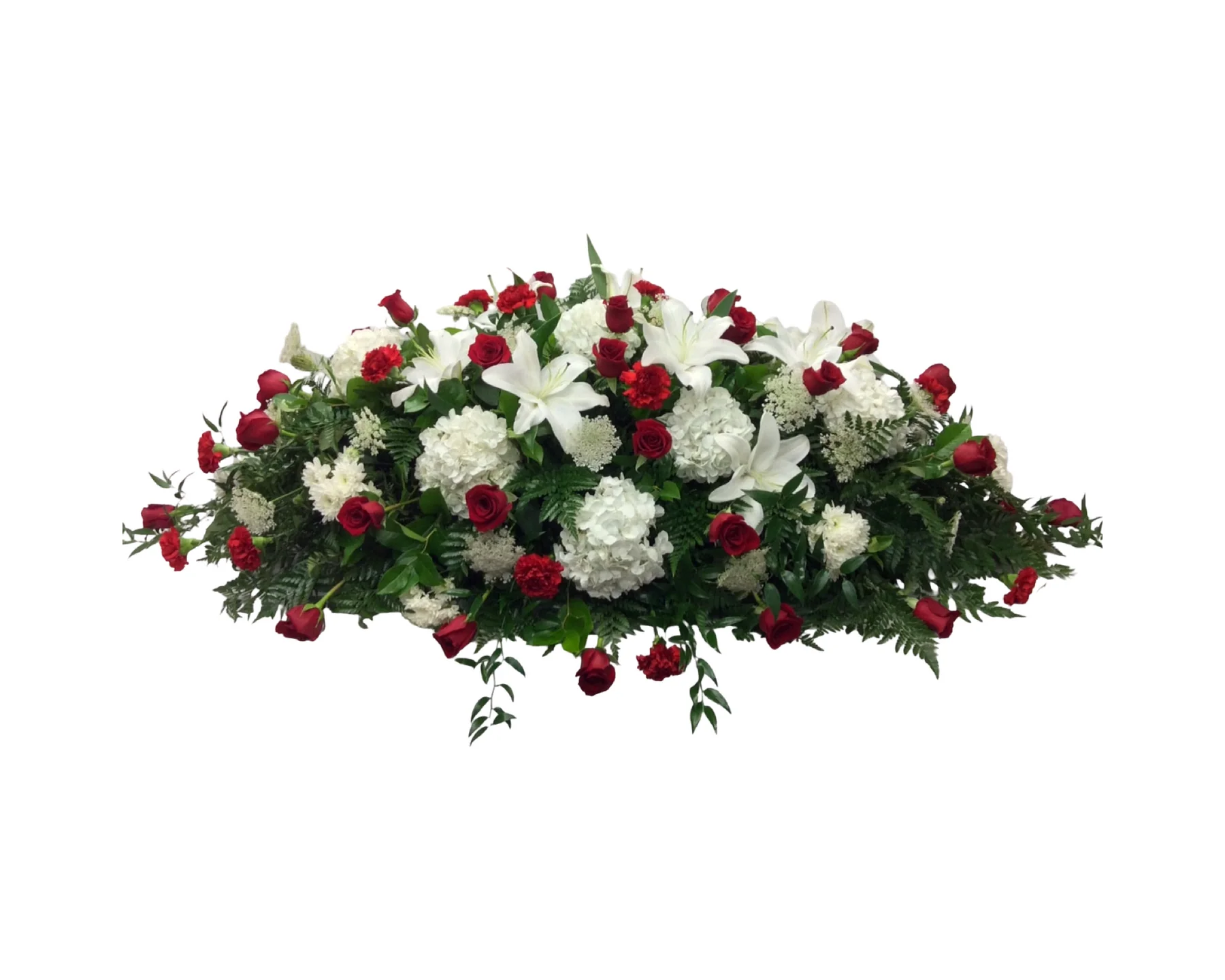 Hearts & Honor Red and White Casket Spray