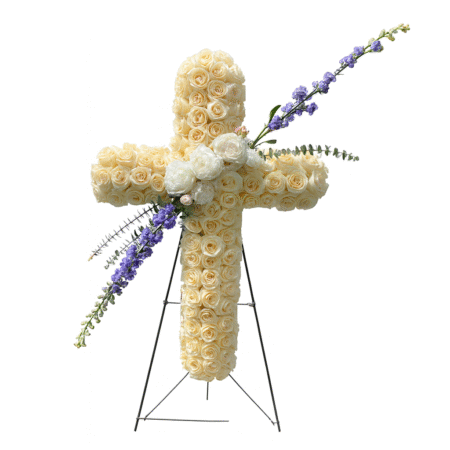 Ivory Ascension Cross Standing Spray