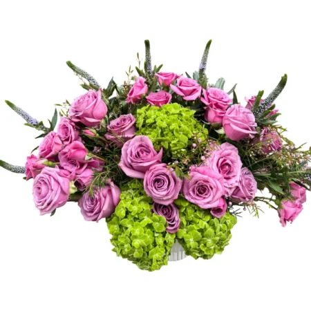 Lavender Luxe – Hydrangea & Rose Garden Arrangement