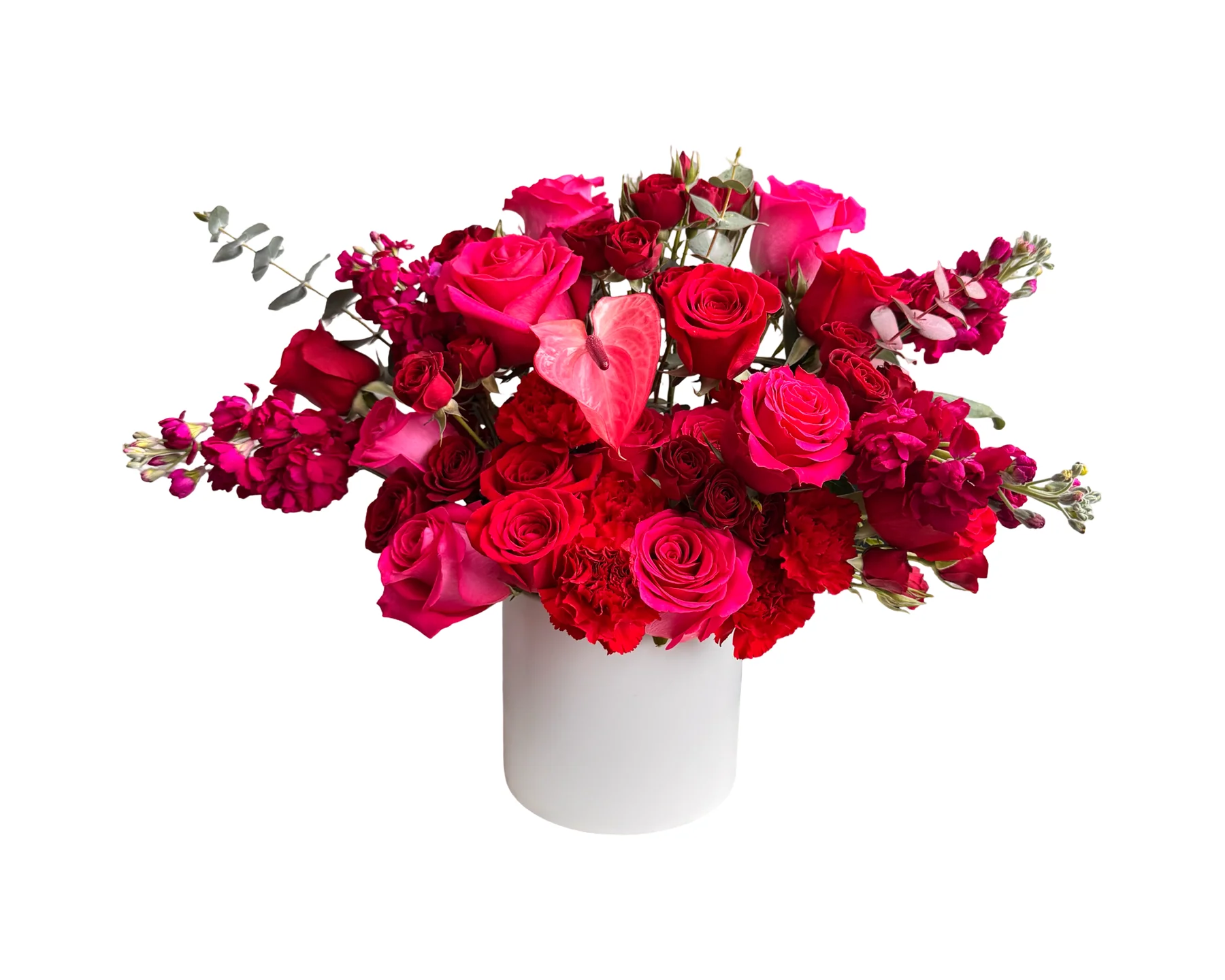 Lover’s Flame – Hot Pink & Red Rose Floral Arrangement