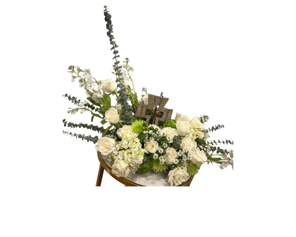 Peaceful Blessings Sympathy Cross Arrangement