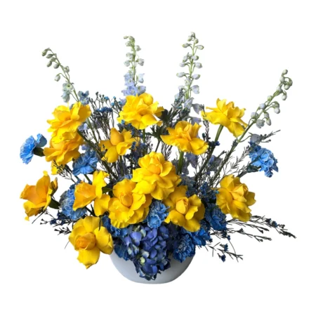 Sunlight & Sky – Yellow and Blue Luxury Floral Arrangement