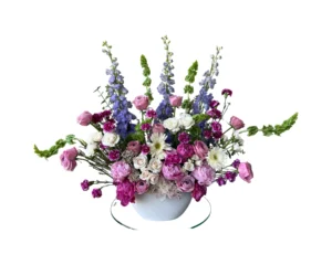 Violet Grace – Lavender & White Garden-Style Floral Arrangement