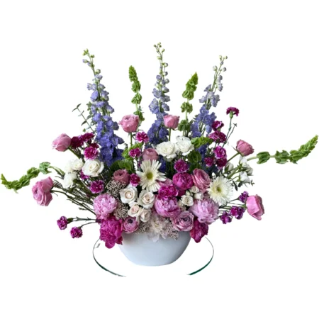 Violet Grace – Lavender & White Garden-Style Floral Arrangement